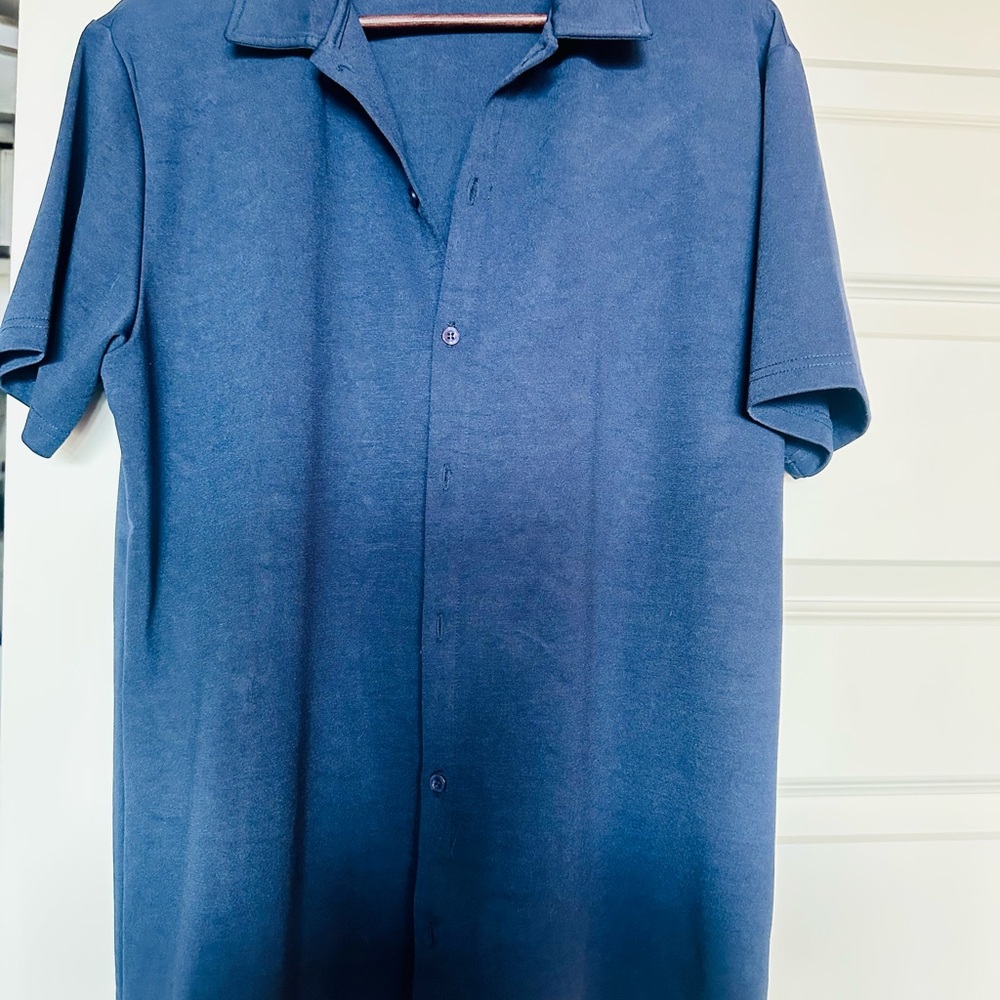 Classic Blue Men's Casual Button Down Shirt